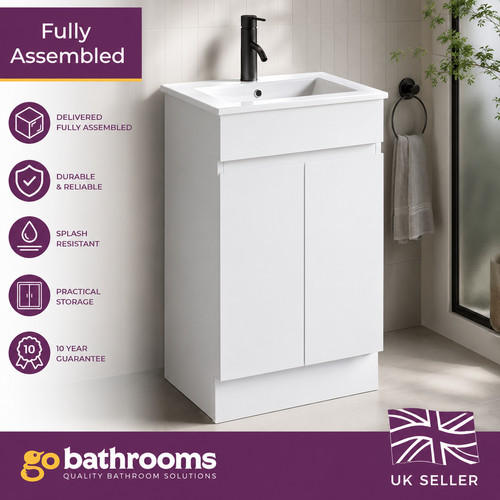 500mm matt white vanity unit - white,