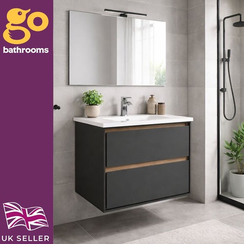 Black oak wall hung - black, vanity