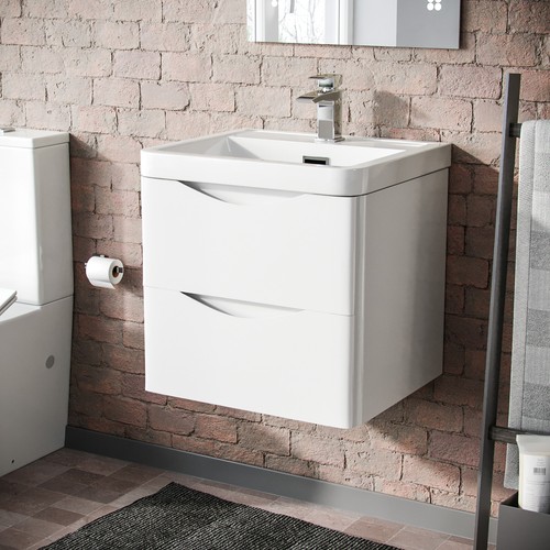 500mm white wall hung basin - white,