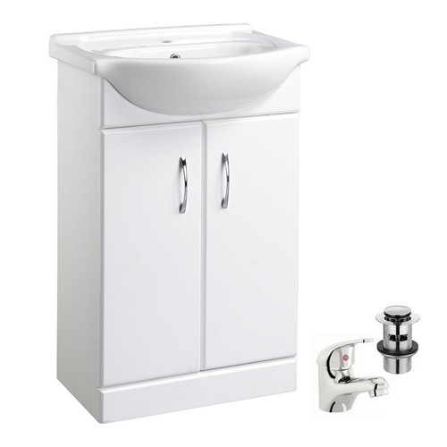 White 550mm two door bathroom - white,