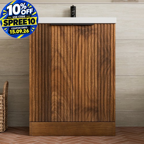 Fluted 600mm bathroom vanity - fluted,