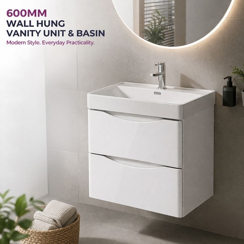 600mm white gloss - 600mm, wall