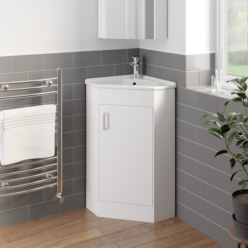 White corner vanity unit - vanity,