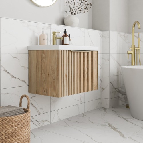 Fluted 600mm bathroom vanity - fluted,