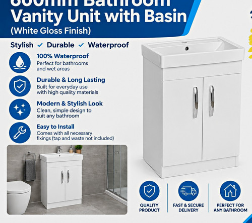 600mm pvc bathroom vanity - 600mm,