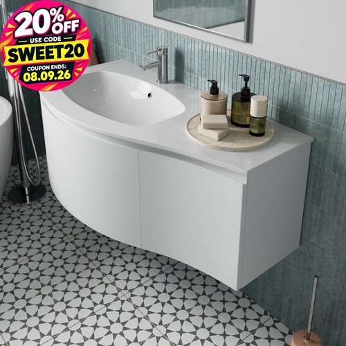 1000mm wall hung curved vanity - hung,