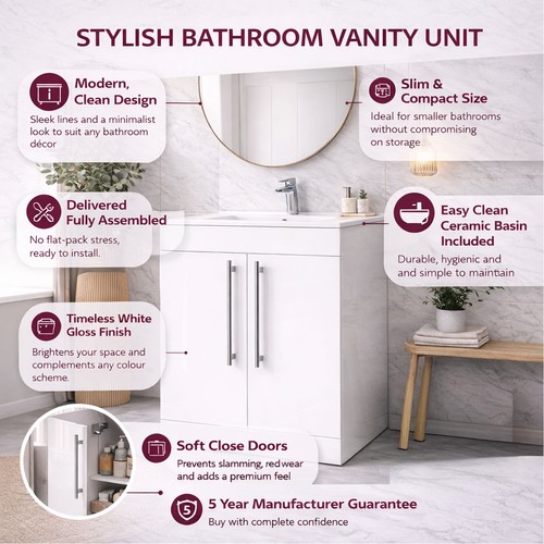 600 white vanity - &, basin