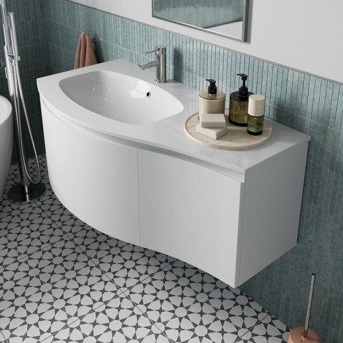 1000mm wall hung curved vanity - wall,